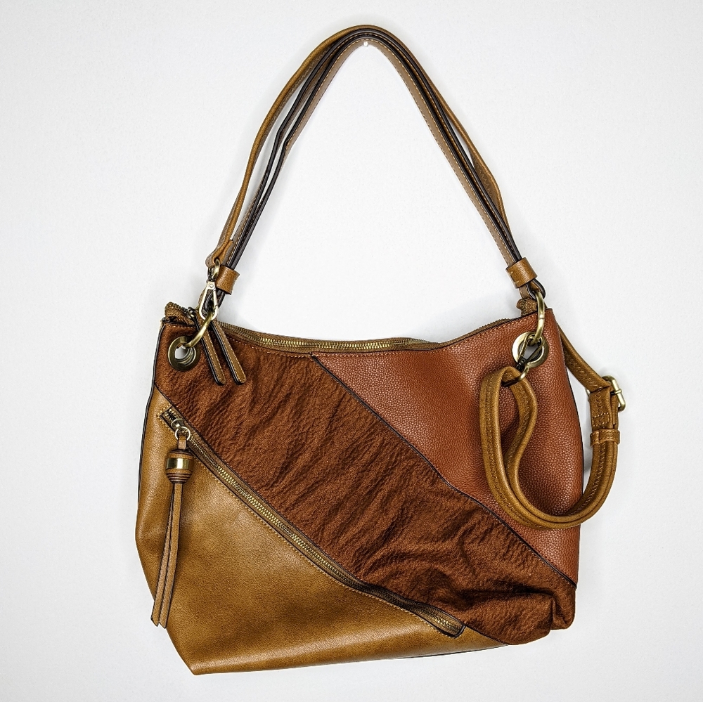 Anthropologie brown crossbody tassle purse